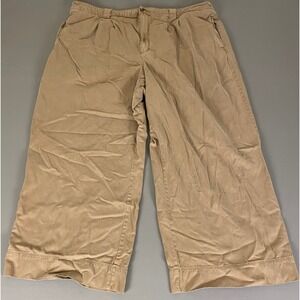 Sonoma Pants Women's Plus Size 1X Beige‎ Khaki Wide Leg Pleated Front Casual